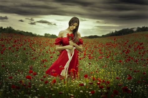 girl in poppy field by jesus solana