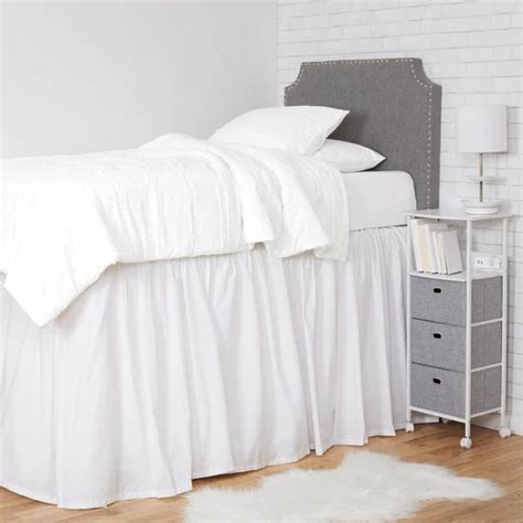Extra Long Dorm Bed Skirt In 2020 White Dorm Room College Dorm Room