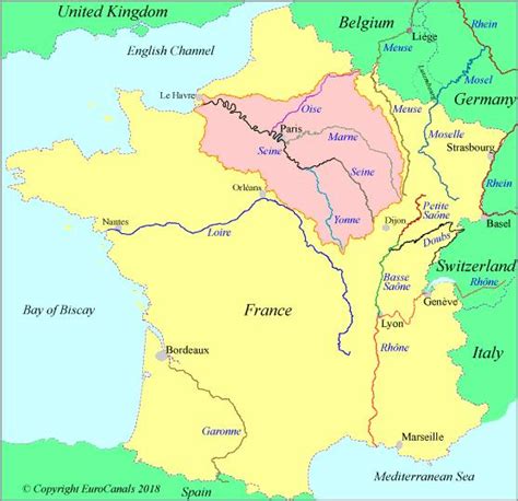 Rio Sena Mapa La Seine River Mapa Île De France França