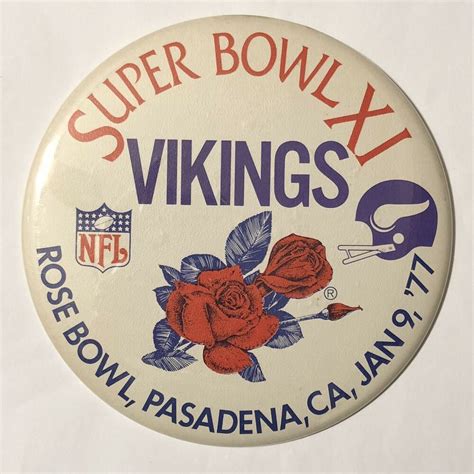 Vintage 1977 Minnesota Vikings Super Bowl Xi Pinback Button 6 Nfl