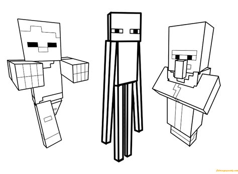 Steve Sitting With Minecraft Coloring Pages Cartoons Coloring Pages