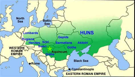 Picture Information Map Of Attila The Hun Empire