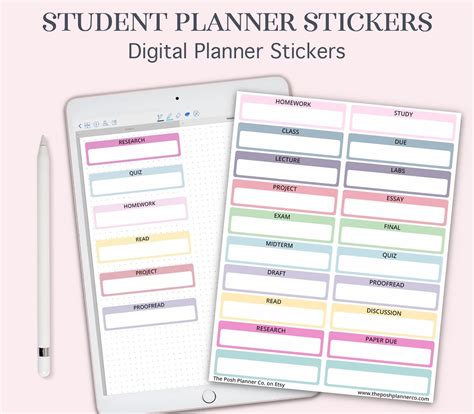 Digital Planner Stickers - Student Planner Stickers | Digital planner, Student planner, Planner