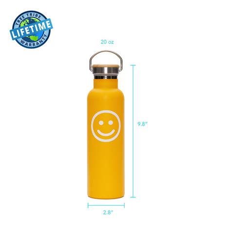 Orange Smiley Face Stainless Steel Water Bottle 20 Oz Insulated