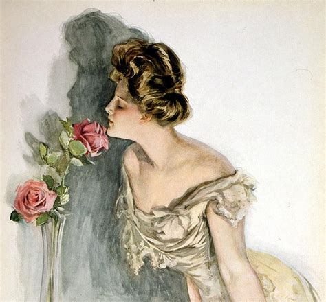 The Painting Of The Woman Smelling Roses In A Garden Designsforstyle