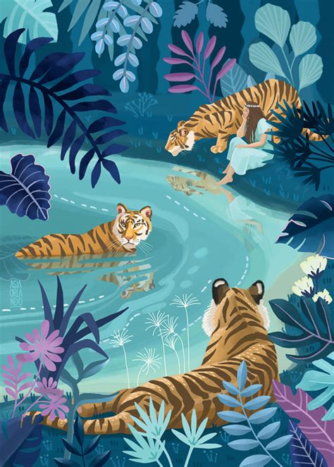 Asia Orlando Illustration Jungle Watercolor Illustration Art Tigre