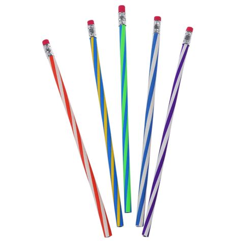 5pcs Colorful Stripe Bendy Bendable Flexible Pen Pencils For Children