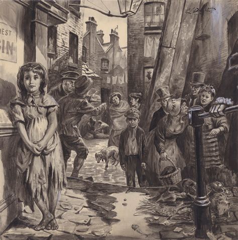 London Slums Original Signed Art By Cecil Doughty At The
