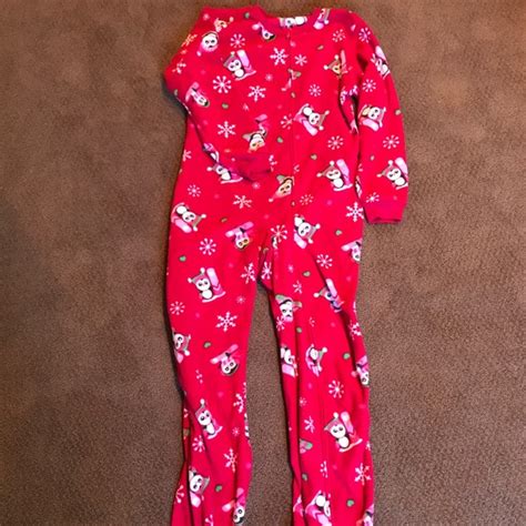 Circo Intimates And Sleepwear Red Adult Footie Pajamas With Penguins