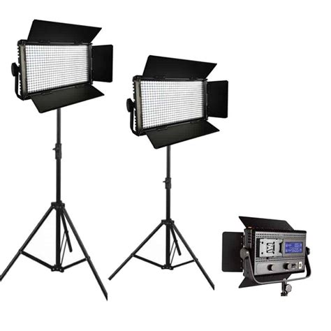 2 X Dimmable Bicolour 576 Led Studio Panel Light With Lcd Touch Screen