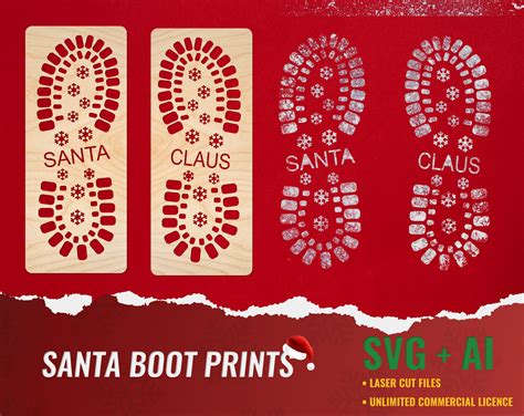 Santa Boot Print Laser Cut File Svg Christmas Stencils Etsy Uk