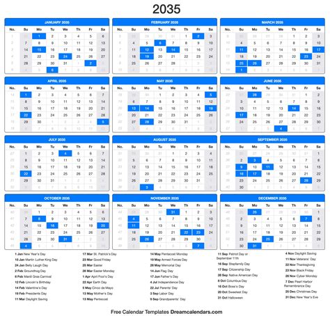2035 Calendar