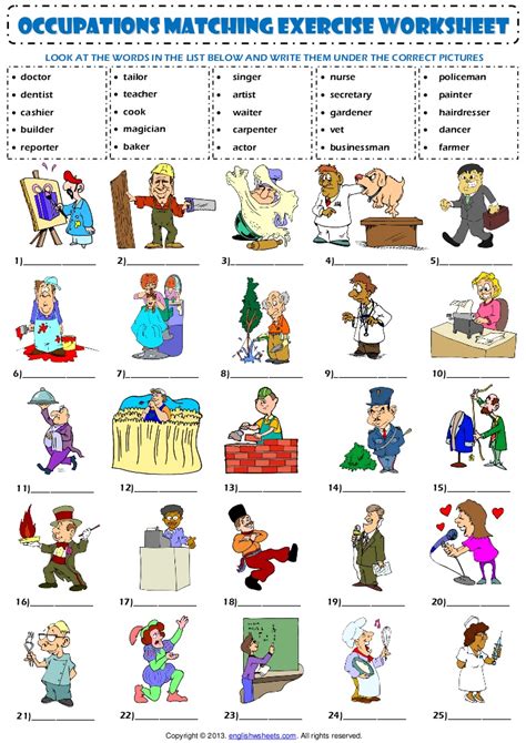 Both small and large educational cards can be pdf files open in your browser using adobe acrobat reader or another pdf reader. Jobs occupations professions vocabulary matching exercise worksheet