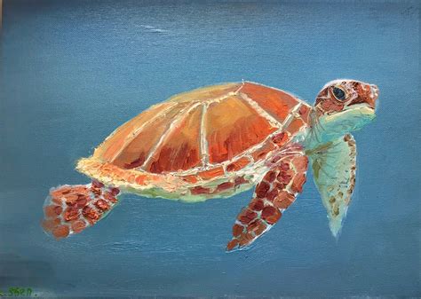 Turtle Painting Original Art Bali Painting Underwater Painting Etsy