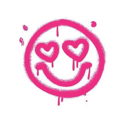 Girlish Graffiti Emoticon Pink Smiling Face Painted By Spray Paint