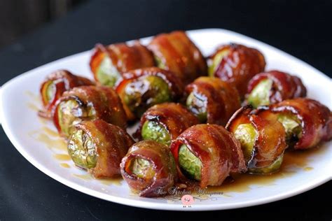 Candied Bacon Wrapped Brussels Sprouts With Maple Dijon Glaze Recipe Bacon Wrapped Brussel