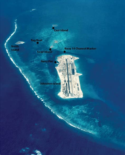 Aerial Photo Of Johnston Atoll And Map Illustrating Locations With
