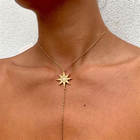 Crystal Star Lariat Necklace Gold Crystal Lariat Star Etsy