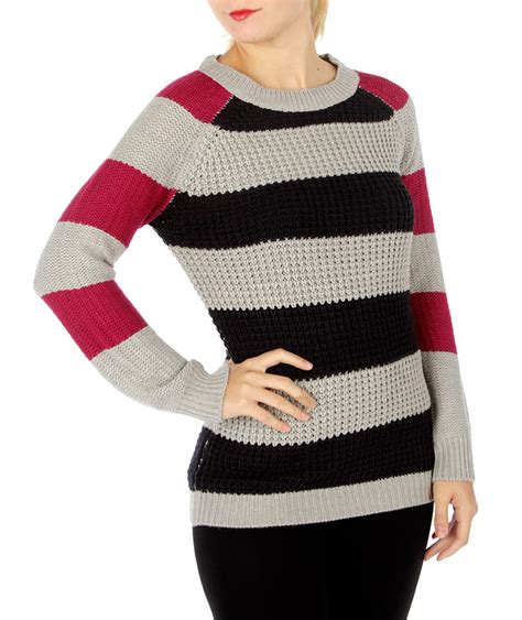 Wholesale R26 Colorblock Striped Knit Sweater Fashionunic