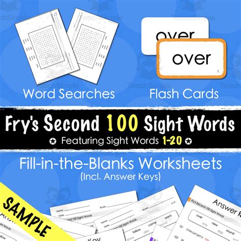 Sample Frys Second 100 Sight Words Fill In The Blanks By Teach Simple