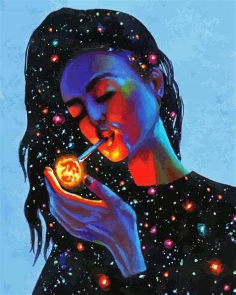 Universe Girl Smoking Paint By Numbers Painting By Numbers