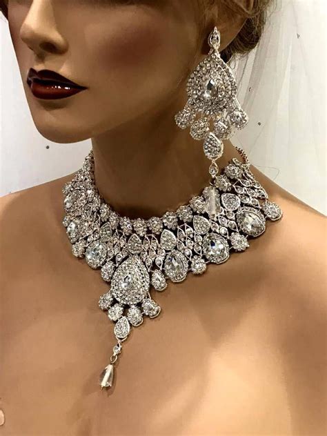 Indian Bridal Jewelry Set Bridal Necklace And Earring Set Crystal