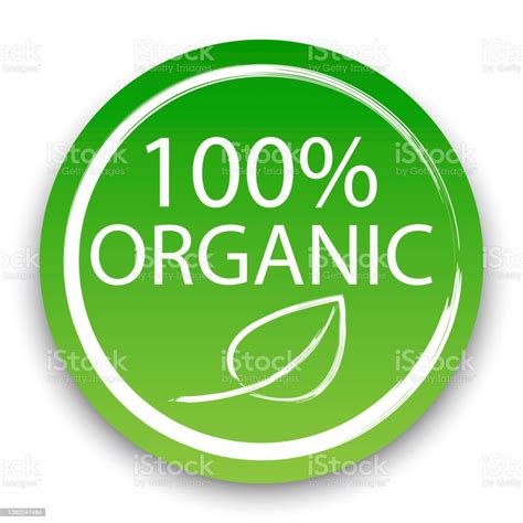 Vector Icon 100 Percent Organic Product Natural Vegan Product Label