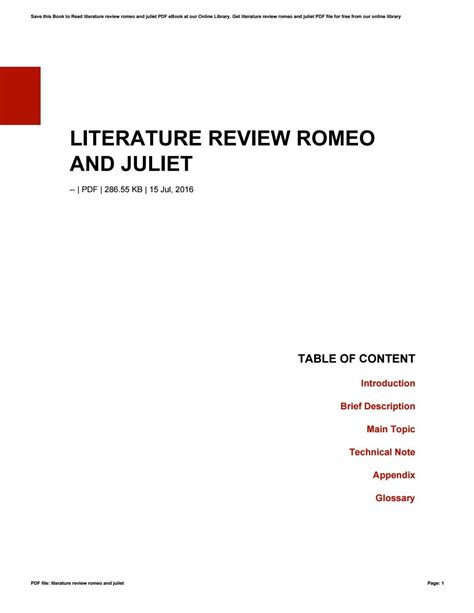 Literature Review Romeo And Juliet By Adamcagle3323 Issuu
