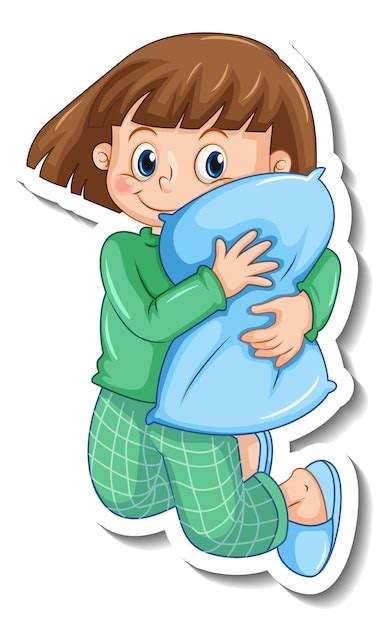Free Vector Sticker Template With A Girl Wearing Pajamas Isolated