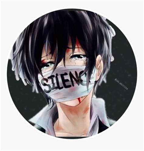Transparent Shhh Clipart Black And White Mask Sad Anime Boy Hd Png