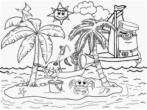 Minions In The Beach Coloring Page Free Printable Coloring Pages For Kids
