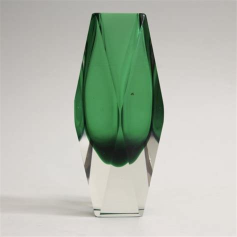 Vintage Italian Green Sommerso Murano Glass Vase 1970s For Sale At Pamono
