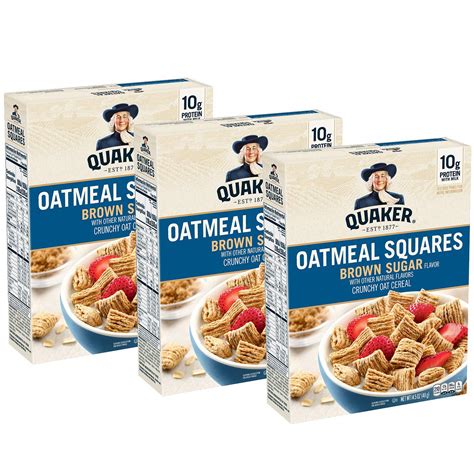 Buy Quaker Oatmeal Squares Breakfast Cereal Brown Sugar 145oz Boxes