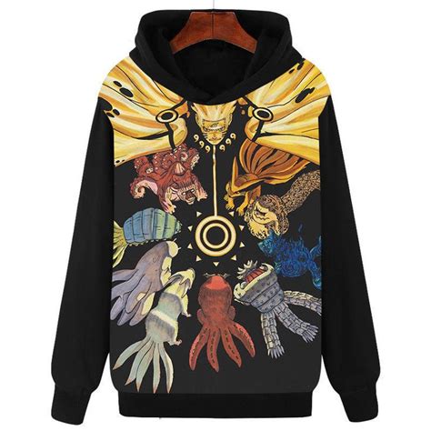 Naruto Nine Tailed Fox Kurama Tailed Beast Casual Hoodie Coat Clothes