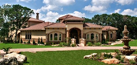 Exterior Single Story Mediterranean House Plans Style Tuscan Home
