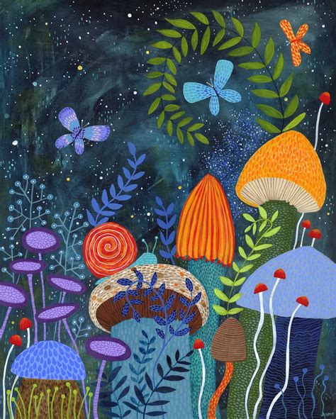 Mushroom Magic Print Mushroom Paint Mushroom Art Painting