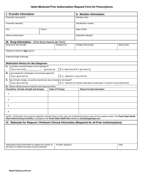 Free Idaho Medicaid Prior Rx Authorization Form Pdf Eforms