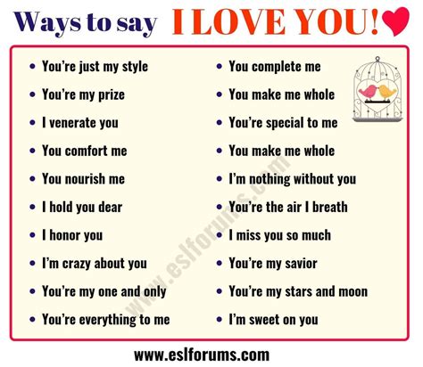 80 Romantic Ways To Say I Love You Esl Forums Learn English Words
