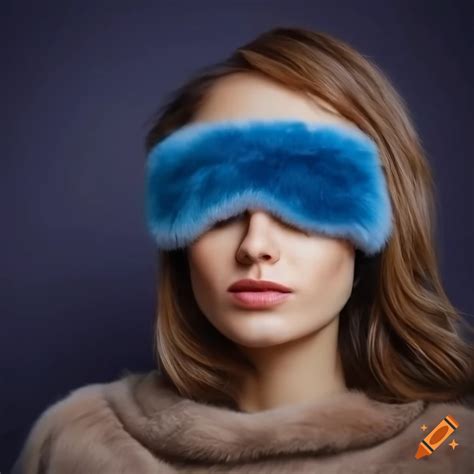 Woman In Fur Pullover With Sleep Mask