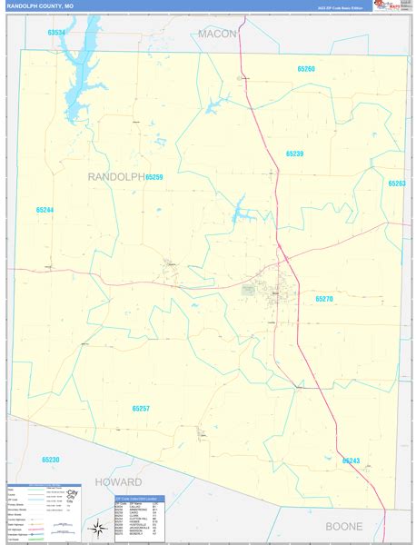 Randolph County Mo Zip Code Wall Map Basic Style By Marketmaps Mapsales
