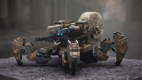 Spider Tank Mech Rigged Y Animado Modelo 3d 99 Unknown Fbx Max