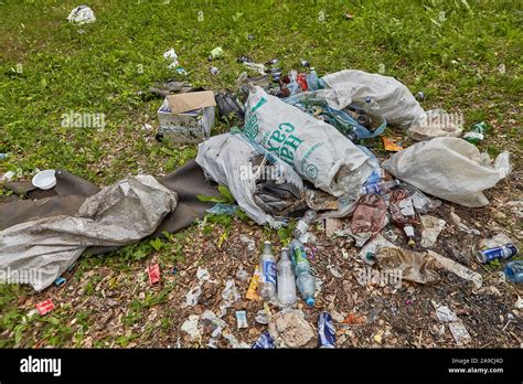 St. Petersburg, Russia - June 30, 2019: Environmental crime, domestic