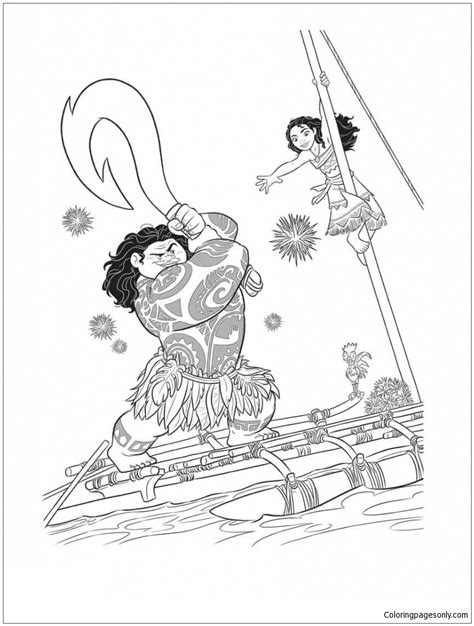 Includes maui coloring pages, as well as pua the pig, hei hei the chicken, and other moana friends. Moana Pestering Maui Coloring Pages - Cartoons Coloring ...