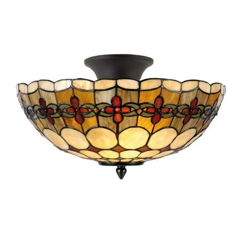 Interiors 1900 vesta tiffany ceiling light pendant. Atlantic Semi Flush Tiffany Ceiling Light - Tiffany ...