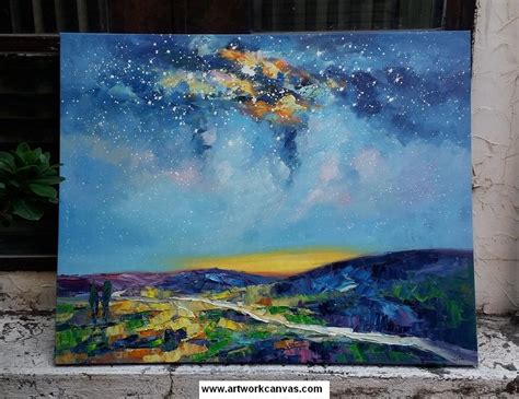 Starry Night Sky Painting Abstract Landscape Painting I