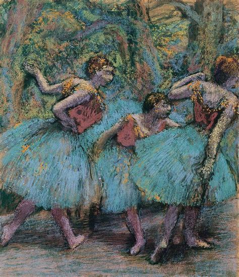 Three Dancers Blue Tutus Red Bodices Art Print By Edgar Degas Edgar