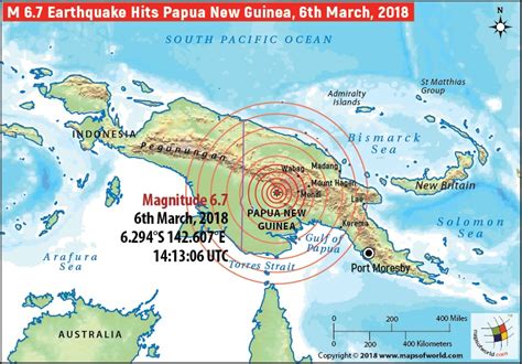 Papua New Guinea Earthquake Map Area Affected By Earthquake In Papua