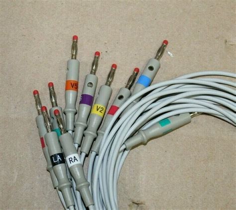 ecg ekg cable for ge marquette e10r mq mq10 lb 10 lead 4mm pin aha col js medical equipment