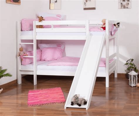Kids love climbing and sliding and it makes for great exercise. Olivia Bunk Bed with Slide and Tent for Girls - Beds & Bed Frames