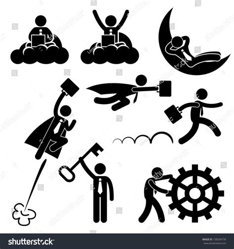 Business Businessman Working Concept Successful Relaxing Happy Stick